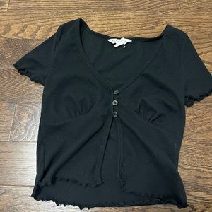 Aeropostale- black tee with buttons and open stomach